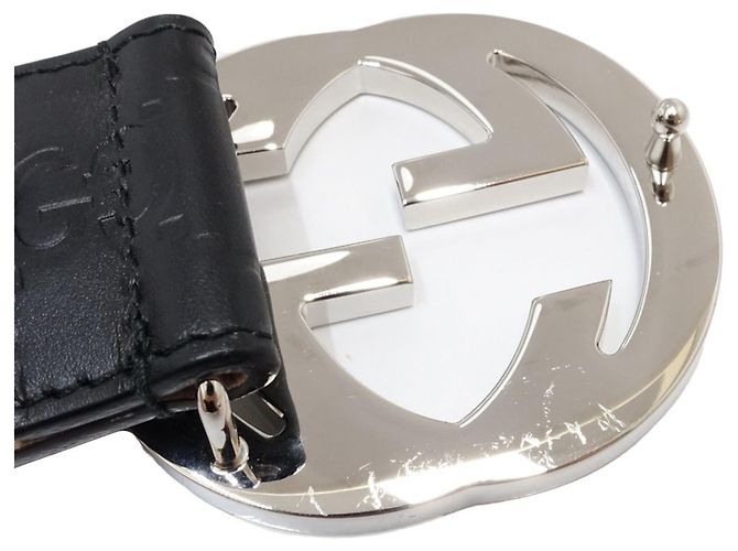 Cinturón Gucci de piel negra con G entrelazadas Negro - vista 3