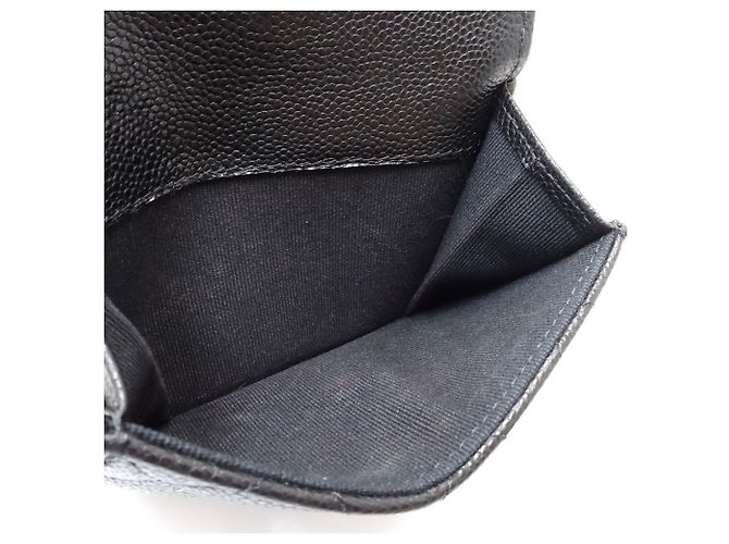 Cartera tri-fold Chanel en piel de becerro granulada negra Negro - vista 11