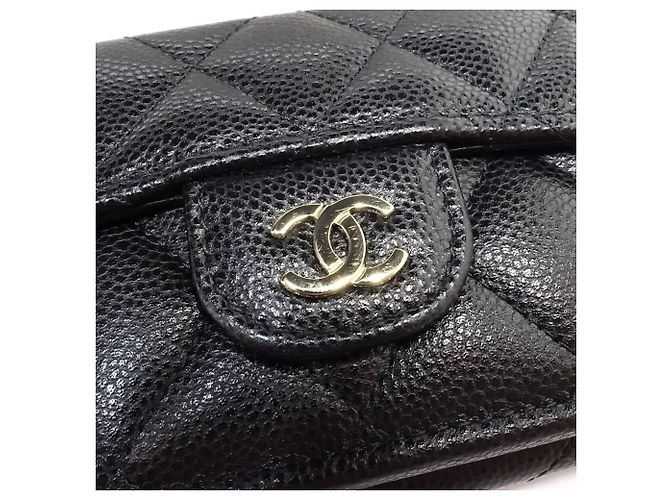 Cartera tri-fold Chanel en piel de becerro granulada negra Negro - vista 13