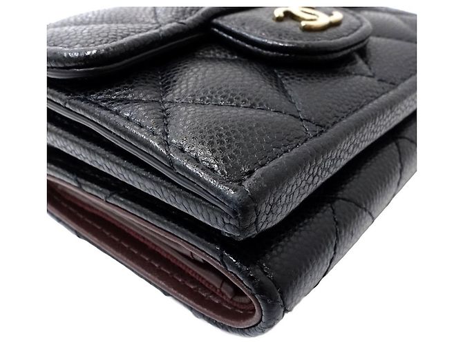 Cartera tri-fold Chanel en piel de becerro granulada negra Negro - vista 6