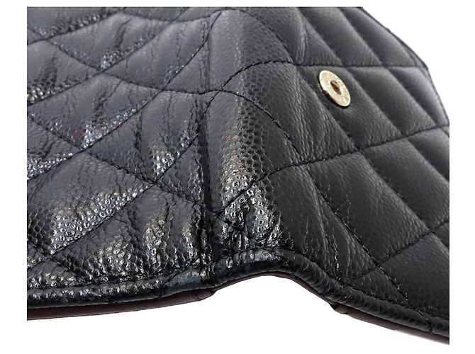 Cartera tri-fold Chanel en piel de becerro granulada negra Negro - vista 7