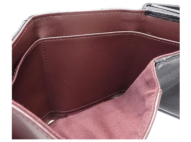 Cartera tri-fold Chanel en piel de becerro granulada negra Negro - vista 9