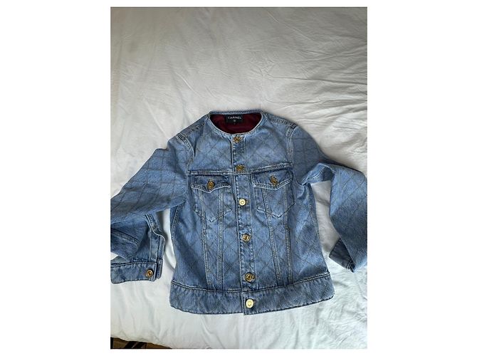 Chanel Denim Steppjacke Blau - Ansicht 3