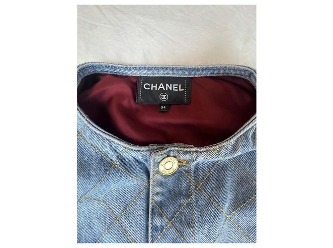 Chanel Denim Steppjacke Blau - Ansicht 4