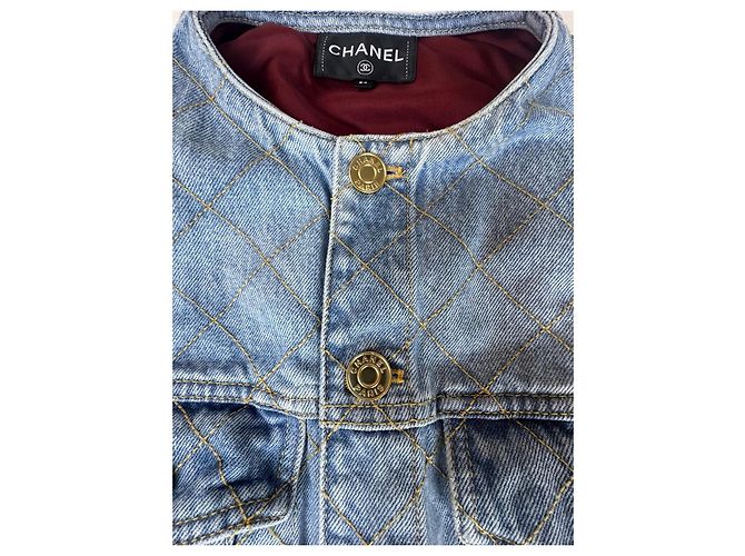 Chanel Denim Steppjacke Blau - Ansicht 5