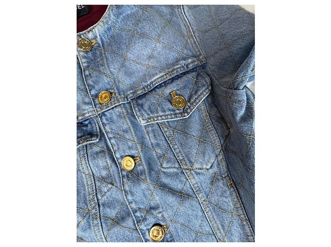 Chanel Denim Steppjacke Blau - Ansicht 6