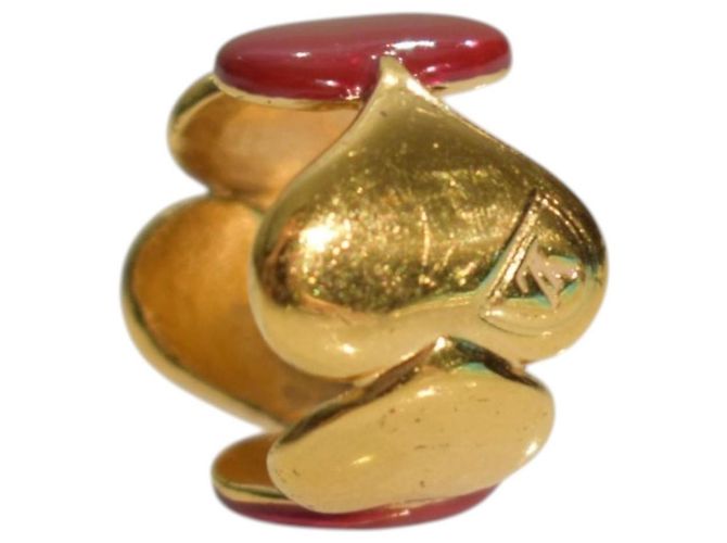 LOUIS VUITTON Sweet Monogram Ring Herz aus rotem Emaille und Gold LV Logo Größe S 52 Golden - Ansicht 6