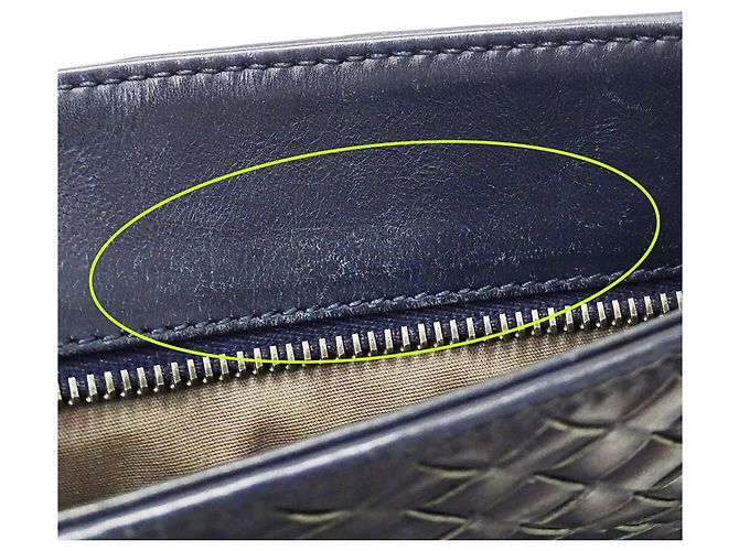 Borsa Bottega Veneta Intrecciato Giallo Blu navy - vista 14