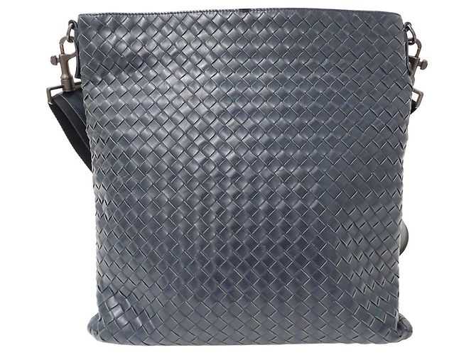 Borsa Bottega Veneta Intrecciato Giallo Blu navy - vista 2