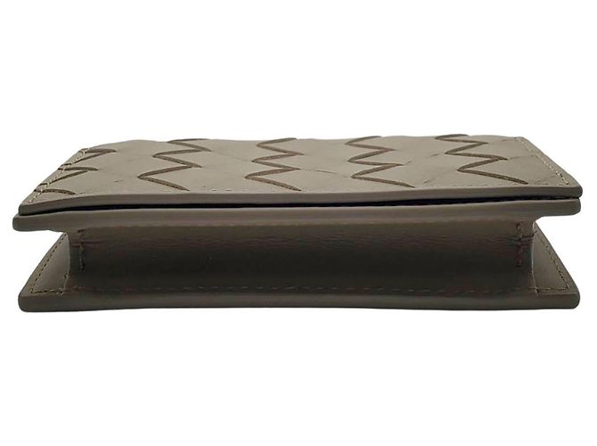 Tarjetero de piel Bottega Veneta Gris Amarillo - vista 3