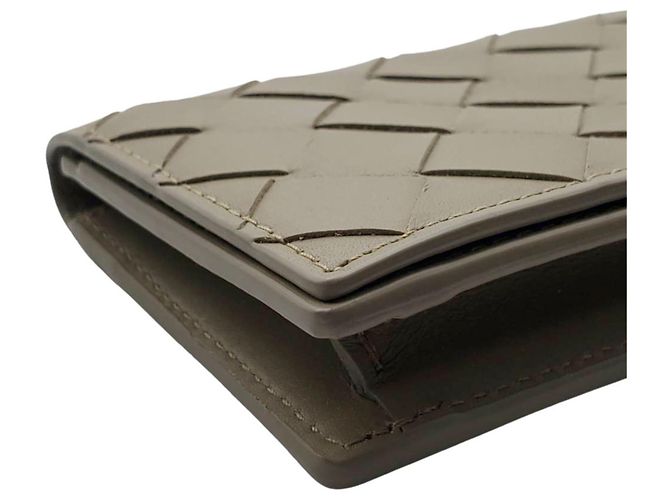 Tarjetero de piel Bottega Veneta Gris Amarillo - vista 4