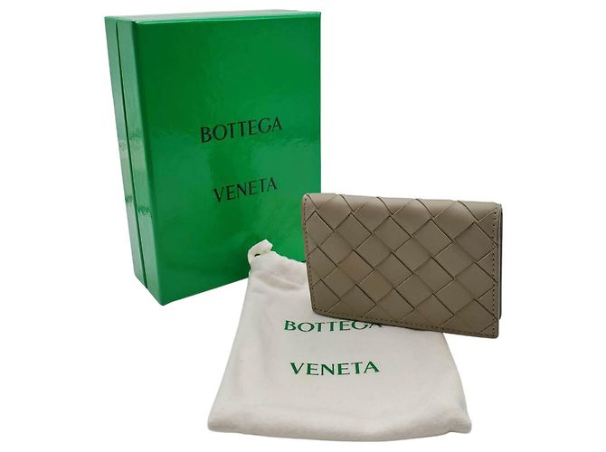 Tarjetero de piel Bottega Veneta Gris Amarillo - vista 8