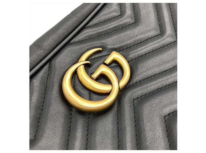 Borsa a spalla con catena Gucci GG Marmont Nero - vista 13