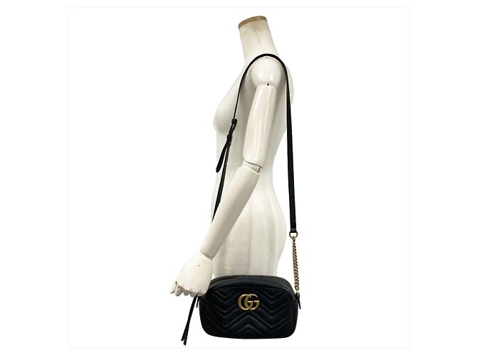 Borsa a spalla con catena Gucci GG Marmont Nero - vista 14