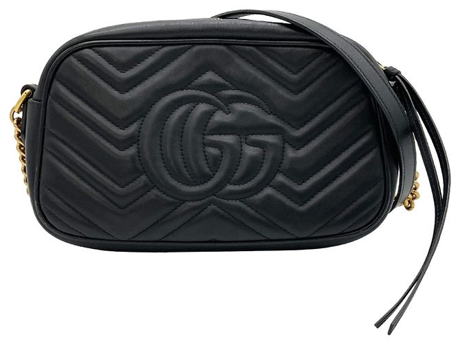 Borsa a spalla con catena Gucci GG Marmont Nero - vista 2