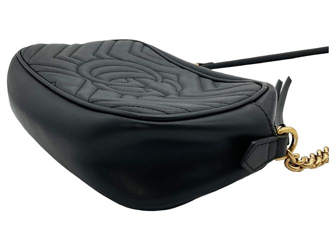 Borsa a spalla con catena Gucci GG Marmont Nero - vista 4