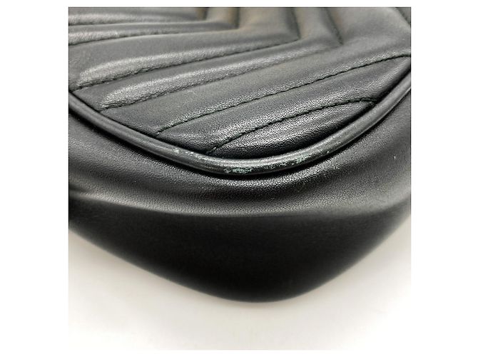 Borsa a spalla con catena Gucci GG Marmont Nero - vista 8