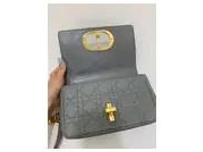 Borsa a tracolla Dior Caro in pelle grigia Grigio - vista 8