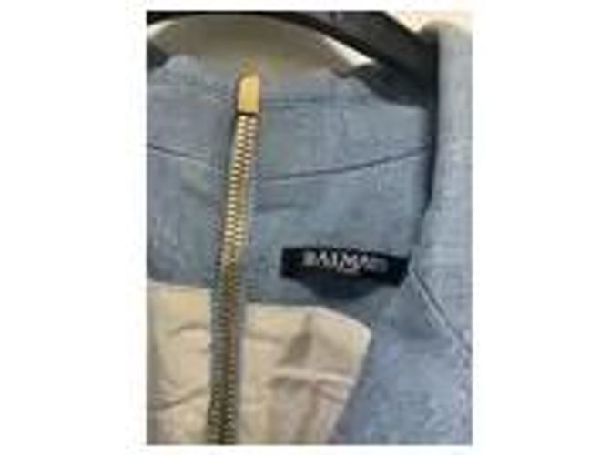 Abito in denim e tweed Balmain Blu - vista 2