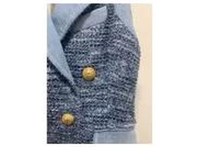 Abito in denim e tweed Balmain Blu - vista 3