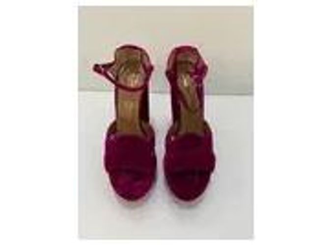 Aquazzura Sandali con platform in velluto fucsia Fuschia - vista 2