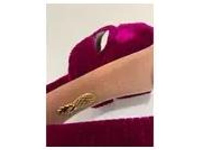 Aquazzura Sandali con platform in velluto fucsia Fuschia - vista 4