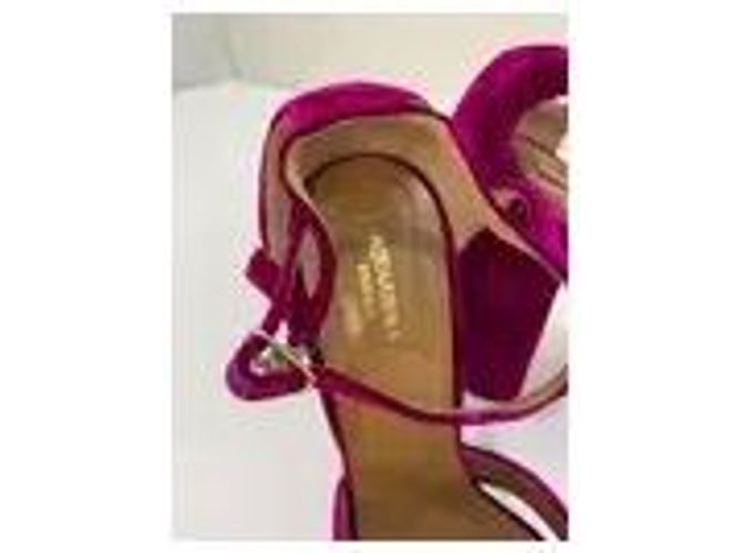 Aquazzura Sandali con platform in velluto fucsia Fuschia - vista 5