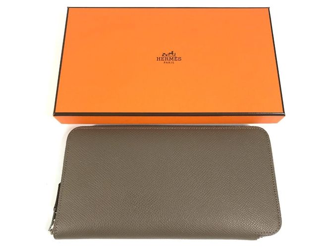 Hermès Cartera Hermes Azap Long Silk en piel Epsom Gray Castaño - vista 3