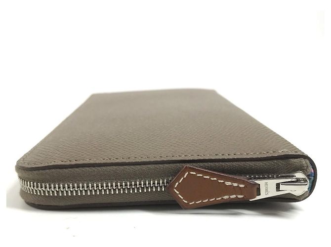 Hermès Cartera Hermes Azap Long Silk en piel Epsom Gray Castaño - vista 5