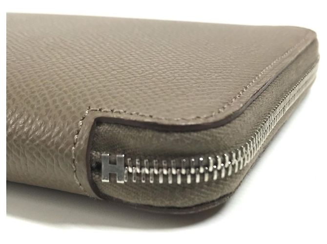 Hermès Cartera Hermes Azap Long Silk en piel Epsom Gray Castaño - vista 8
