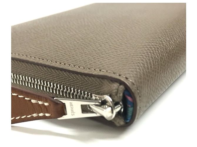 Hermès Cartera Hermes Azap Long Silk en piel Epsom Gray Castaño - vista 9