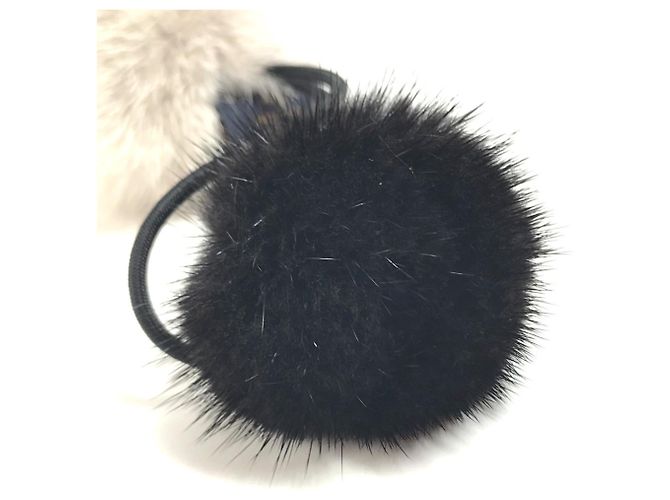 Elastico per capelli in pelliccia Louis Vuitton Nero Beige - vista 5