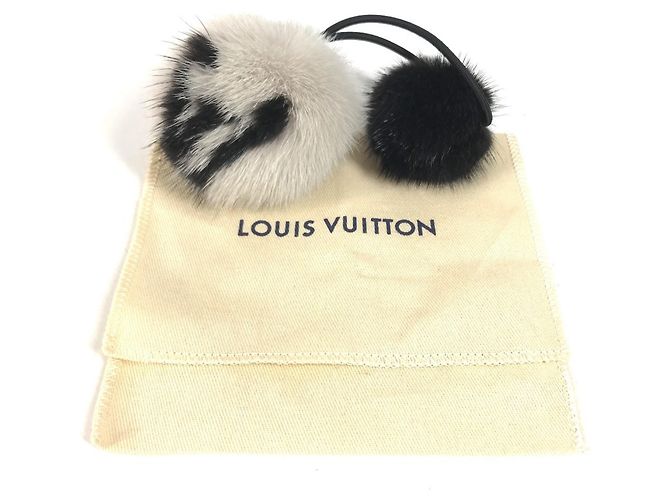 Elastico per capelli in pelliccia Louis Vuitton Nero Beige - vista 8
