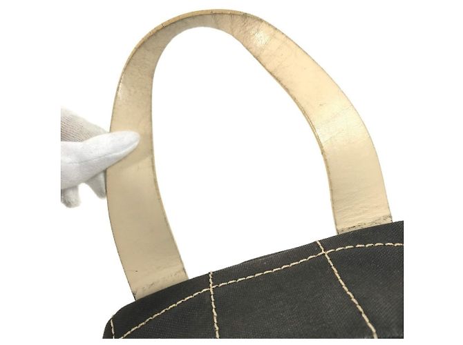 Chanel Vintage CC Chocolate Bar Mini Boston Bag Schwarz Weiß - Ansicht 11