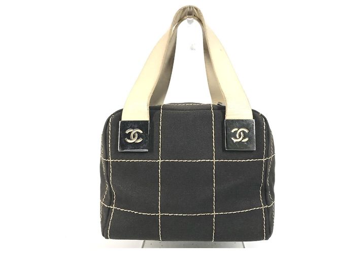 Chanel Vintage CC Chocolate Bar Mini Boston Bag Schwarz Weiß - Ansicht 2