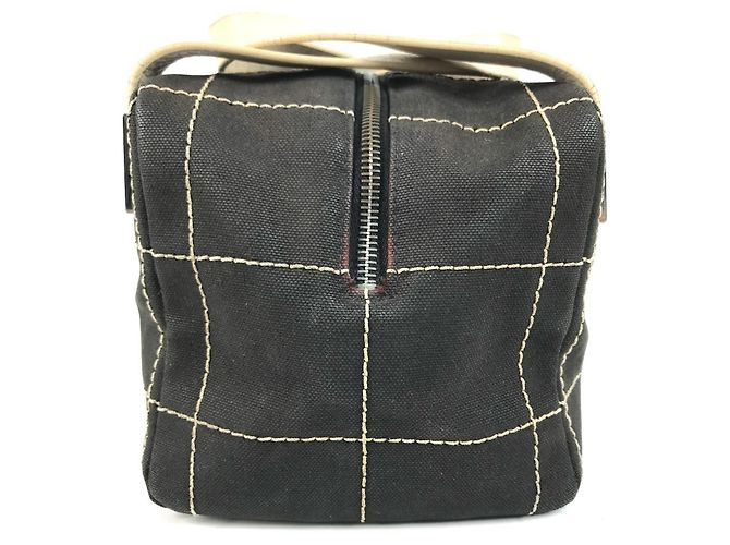 Chanel Vintage CC Chocolate Bar Mini Boston Bag Schwarz Weiß - Ansicht 3