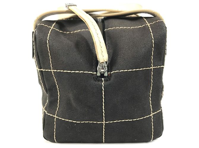 Chanel Vintage CC Chocolate Bar Mini Boston Bag Schwarz Weiß - Ansicht 4