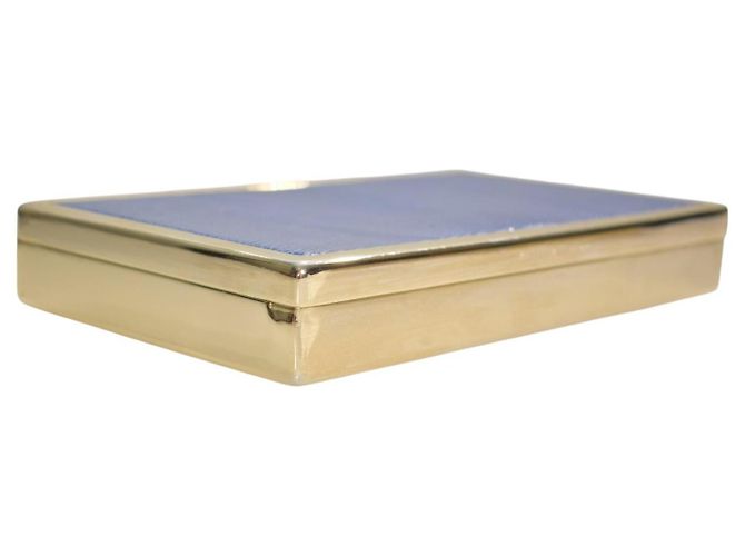 Clutch rigida VICTORIA BECKHAM in pelle embossed lucertola blu cornflower e ottone dorato - vista 10
