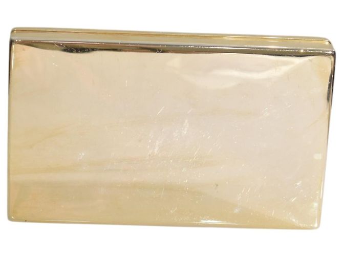 Clutch rigida VICTORIA BECKHAM in pelle embossed lucertola blu cornflower e ottone dorato - vista 4