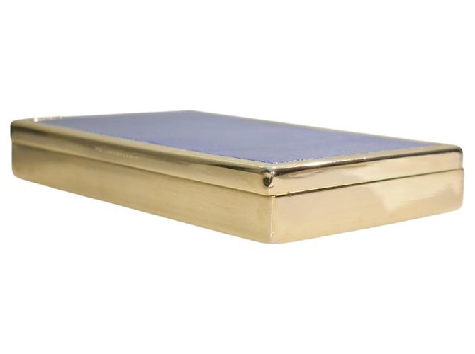 Clutch rigida VICTORIA BECKHAM in pelle embossed lucertola blu cornflower e ottone dorato - vista 9