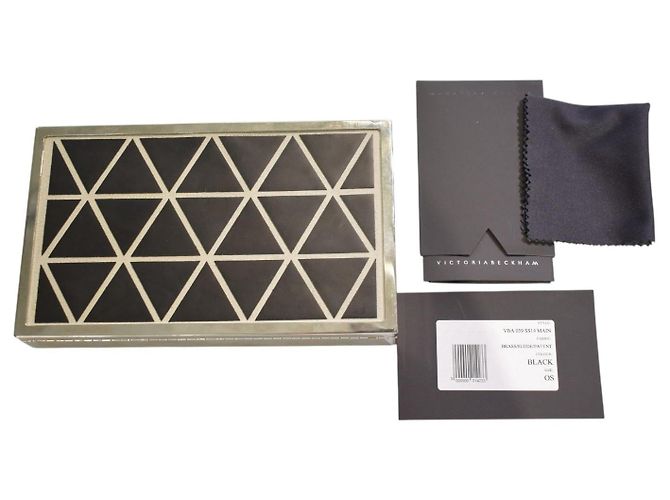 Borsa Minaudière rigida VICTORIA BECKHAM in ottone argentato con intarsio geometrico triangolare Nero - vista 10