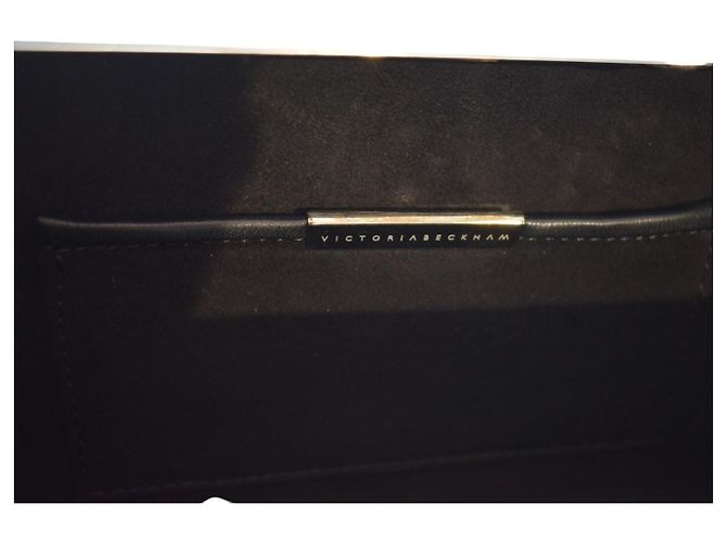 Borsa Minaudière rigida VICTORIA BECKHAM in ottone argentato con intarsio geometrico triangolare Nero - vista 9