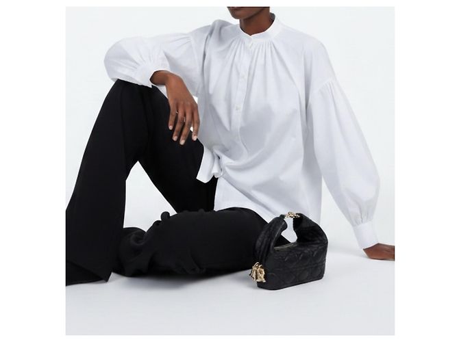 Christian Dior Blusa de algodón blanca con bordado de abeja Blanco - vista 6