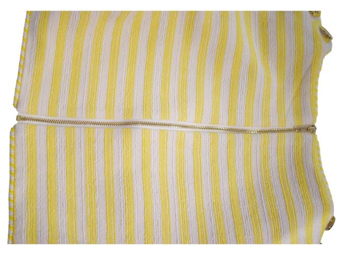 ZIMMERMANN Top corto de tweed texturizado a rayas amarillas con botones náuticos 2 Blanco Amarillo - vista 10