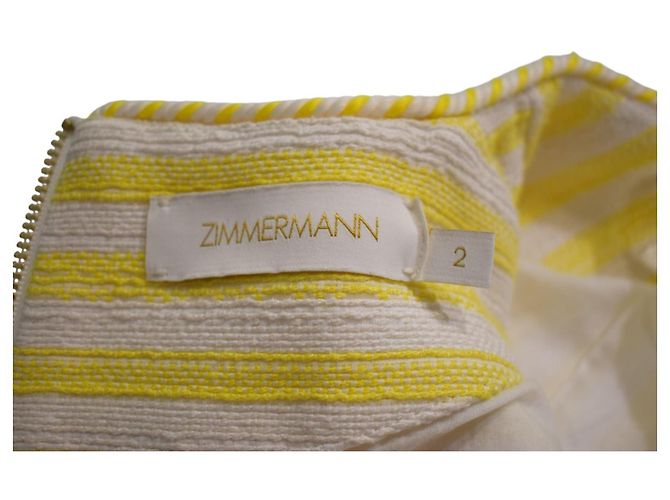 ZIMMERMANN Top corto de tweed texturizado a rayas amarillas con botones náuticos 2 Blanco Amarillo - vista 7