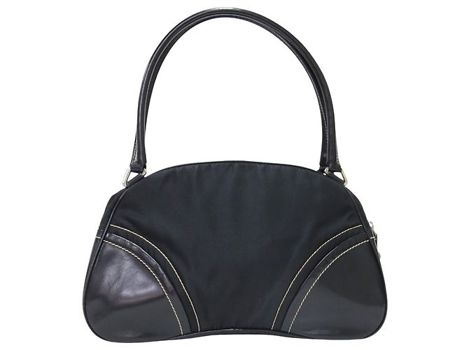 Mini mala Boston Prada em nylon e couro preto - vista 3
