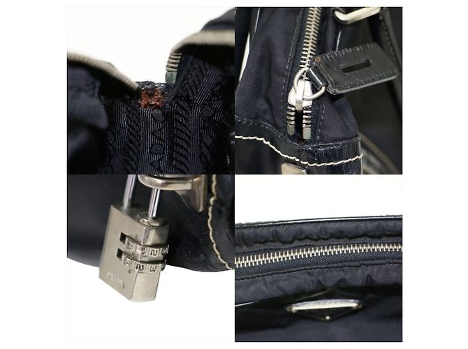 Mini mala Boston Prada em nylon e couro preto - vista 7