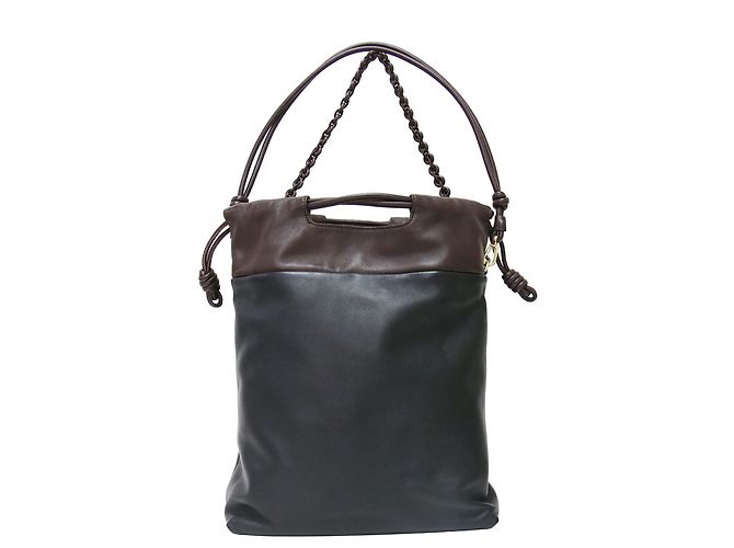 Borsa Tote Loewe Flamenco Marrone Nero - vista 4