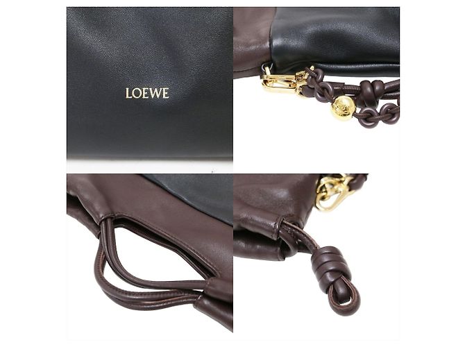 Borsa Tote Loewe Flamenco Marrone Nero - vista 8