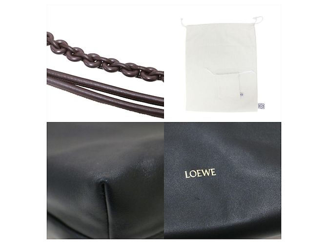 Borsa Tote Loewe Flamenco Marrone Nero - vista 9